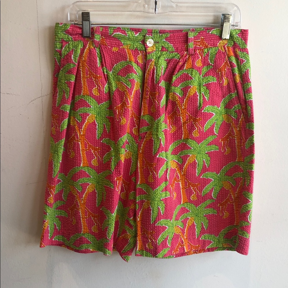 Lilly Pulitzer Pink and Green Palm Tree Shorts